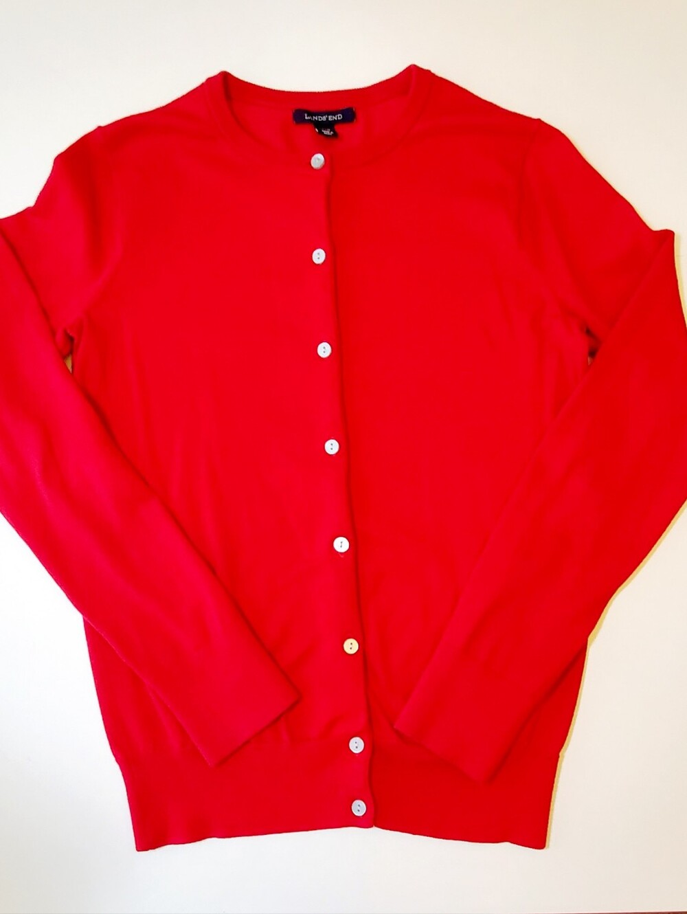 Lands' End Red Supima Cotton Cardigan XXS 00-0
